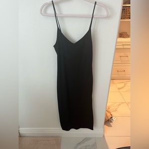 V neck black dress